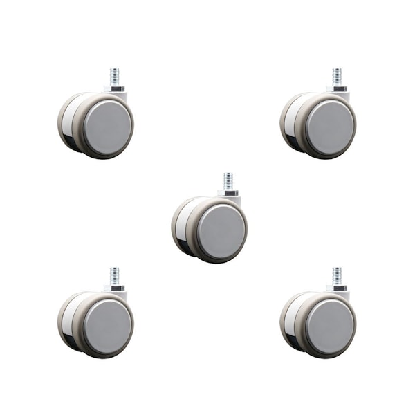 Service Caster 2 Inch MRI Safe Casters, 3/8 Inch Threaded Stem, Set of 5, 5PK SCC-TS02S50-TPR-GRY-381634-MRI-5 - main